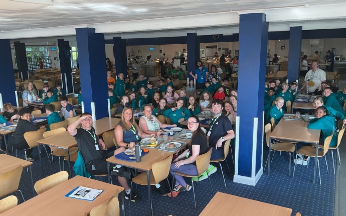 Year 6 eating in the canteen